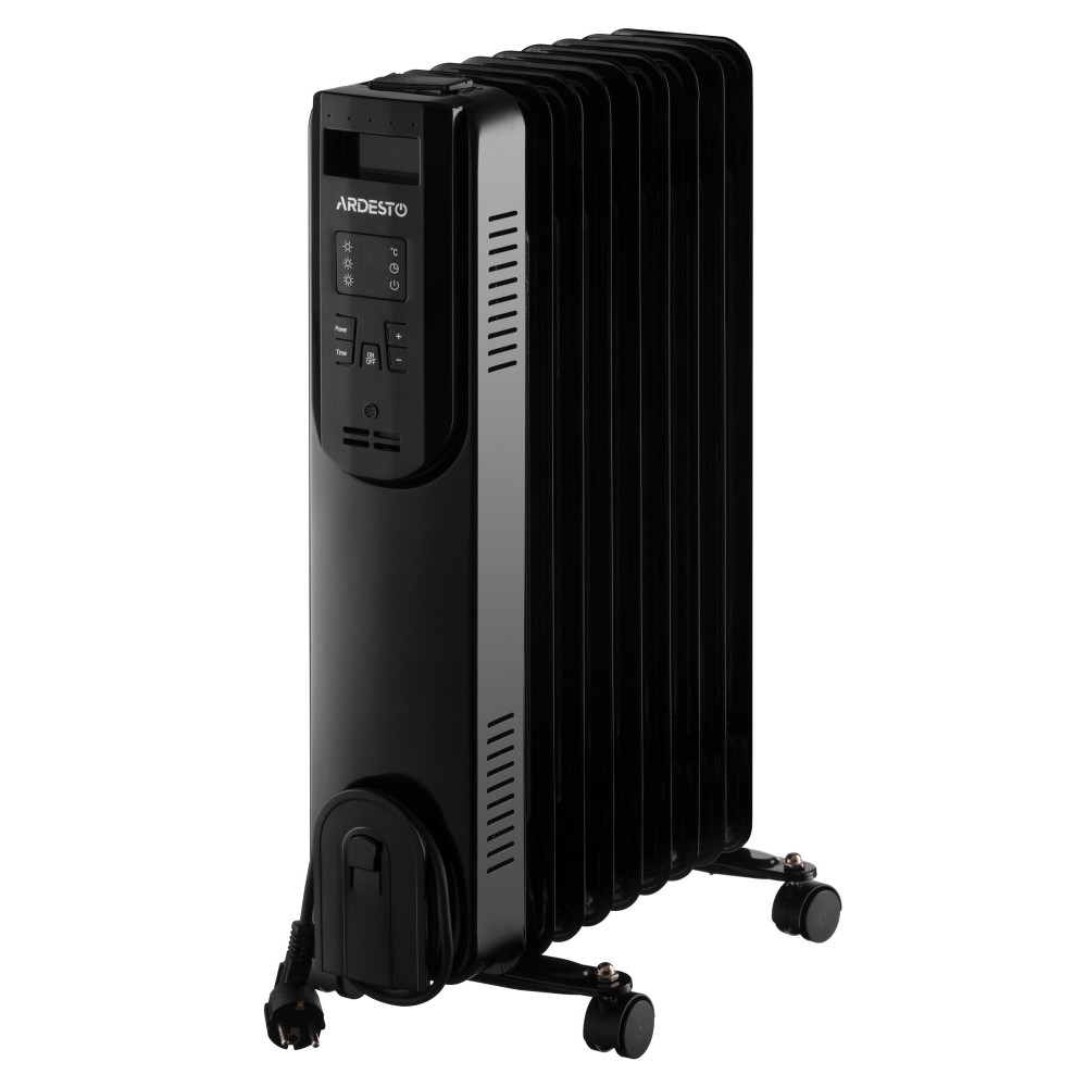 Обігрівач оливний ARDESTO, 20м2, 2000Вт, електр. упр-ння, 9 секцій, пульт ДК, чорний