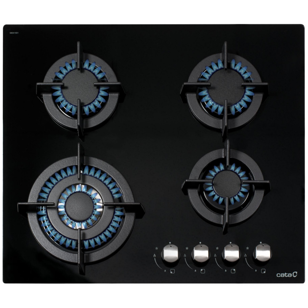 Варильна поверхня Cata газова на склі, 60см, чавун, CCI 6031 BK, чорний
