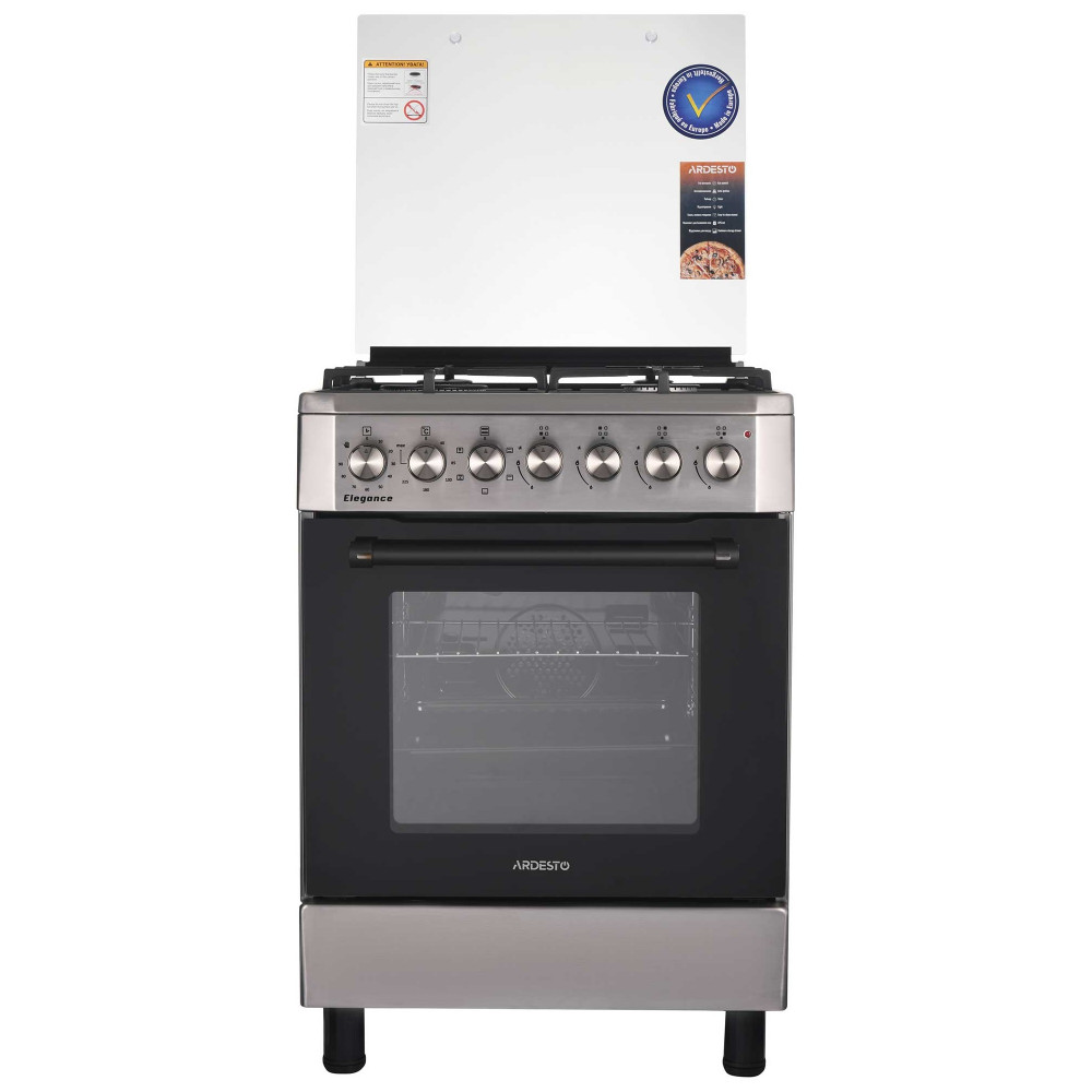 Плита ARDESTO комбі Elegance, 66л, 60x60см, конвекція, чавун, підсвічування, форсунки LPG (підключення газового балона), знімні направляючі, нерж