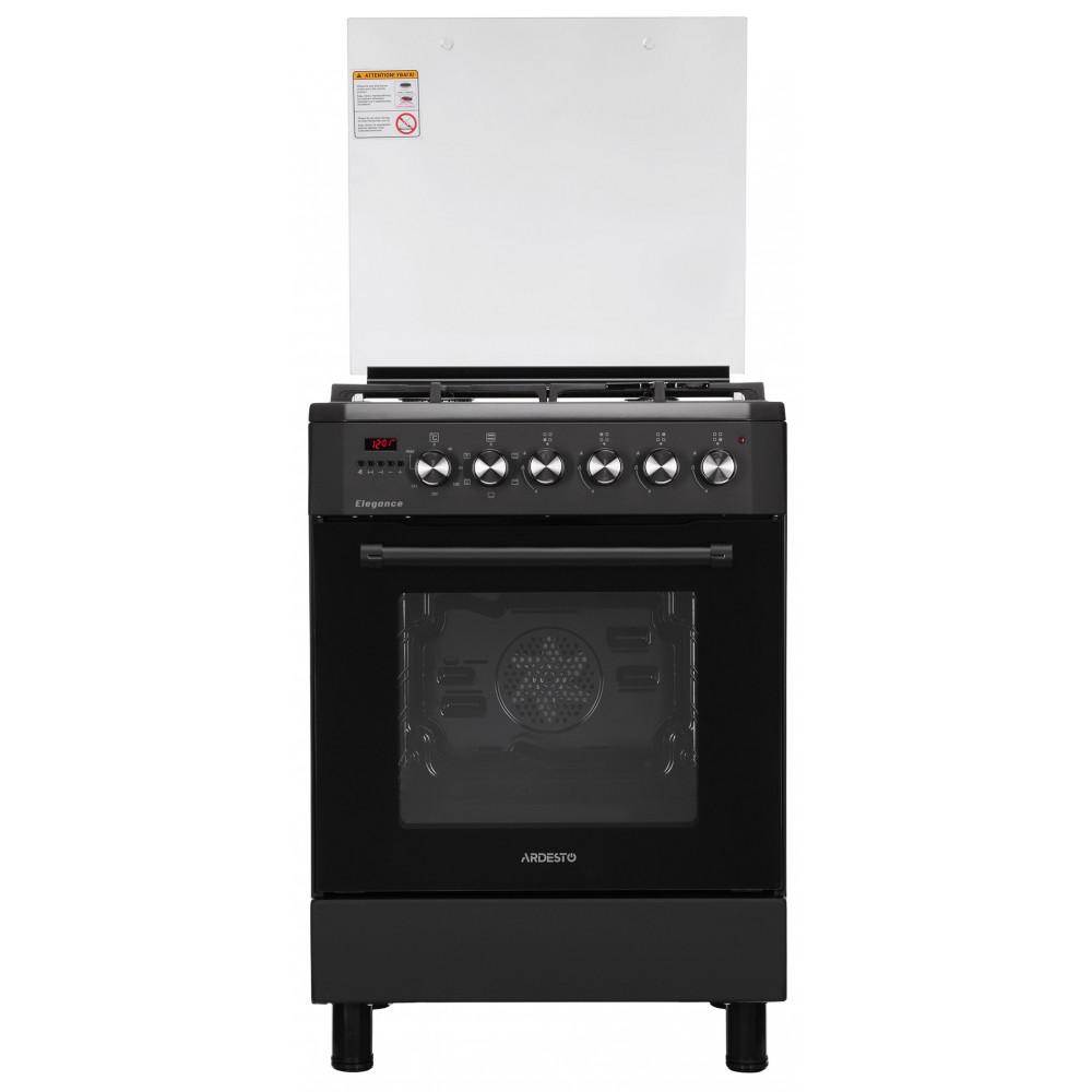 Плита ARDESTO комбі Elegance, 66л, 60x60см, конвекція, чавун, підсвічування, форсунки LPG (підключення газового балона), знімні направляючі, чорний