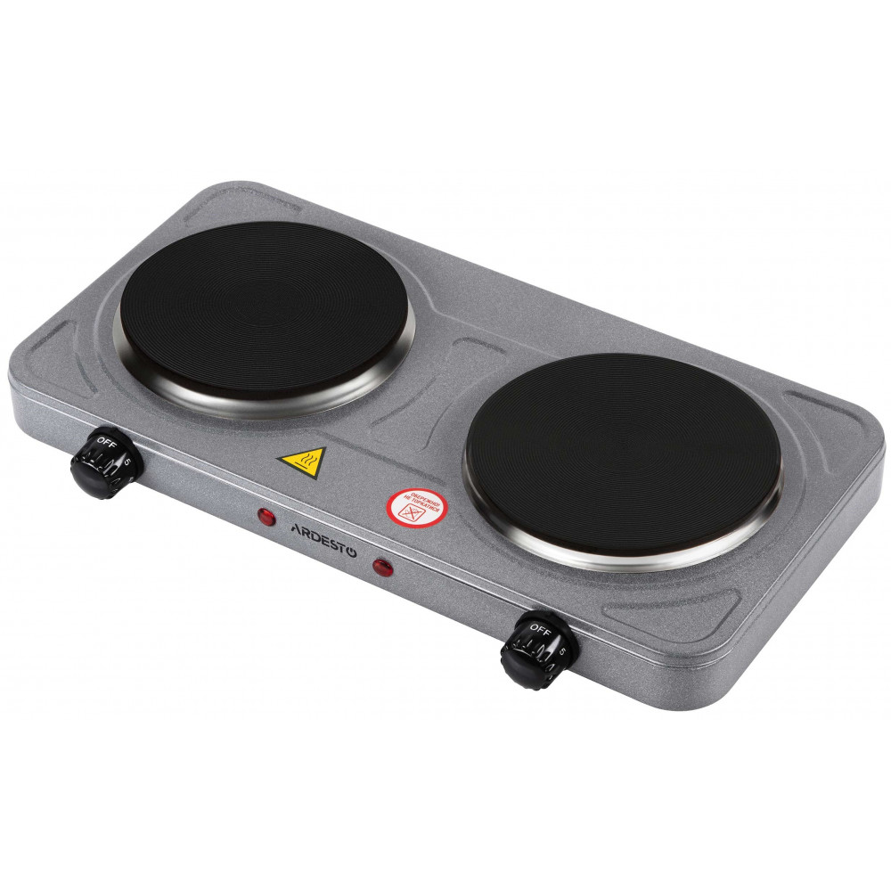 Плитка настільна Ardesto електрична, конфорок - 2 на 1кВт + 1кВт, керування - мех., графіт