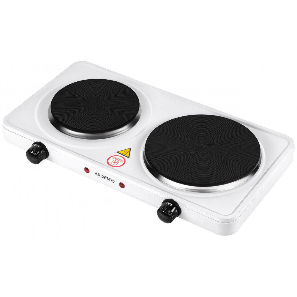Плитка настільна Ardesto електрична, конфорок - 2, на 1кВт + 1.5кВт, керування - мех., білий