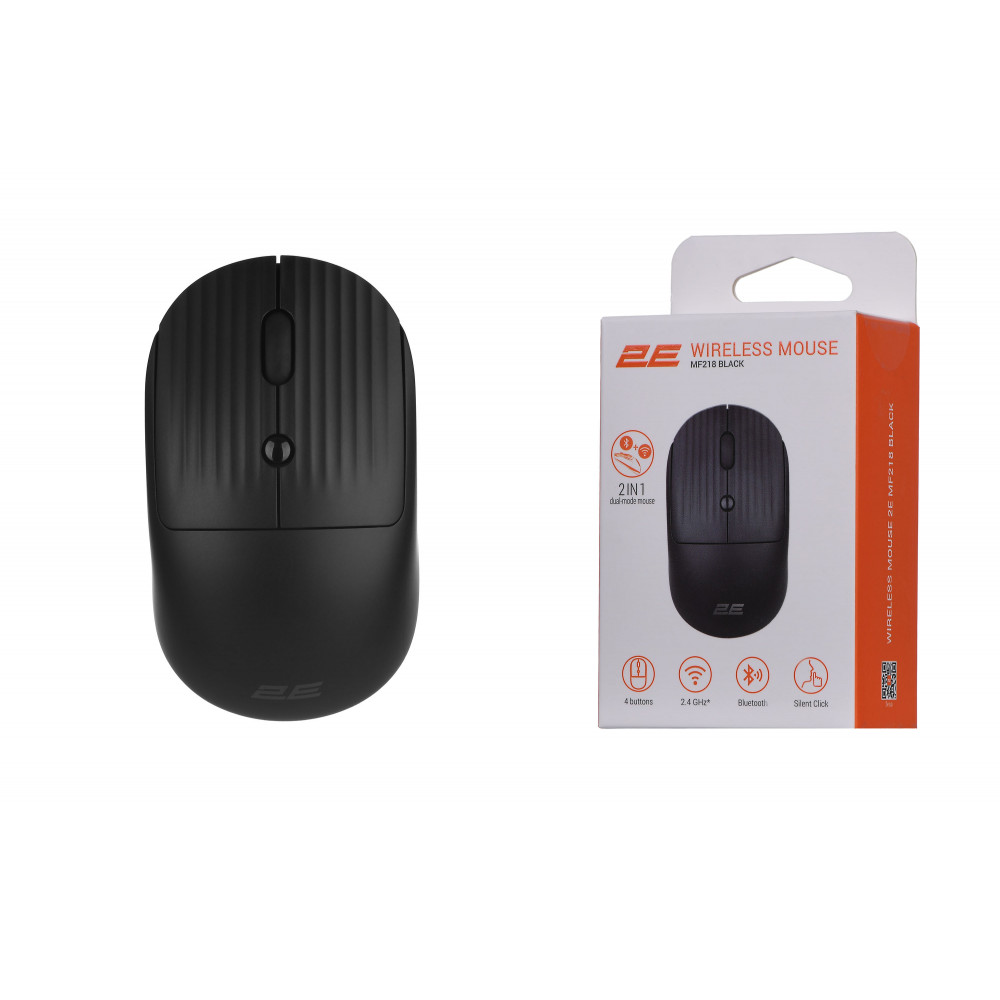 Миша 2E MF218 Silent, WL/BT, чорний