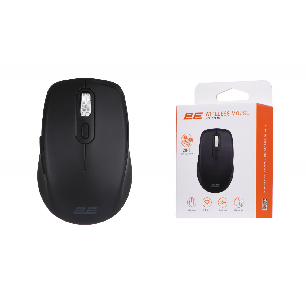 Миша 2E MF225 Silent, WL/BT, чорний