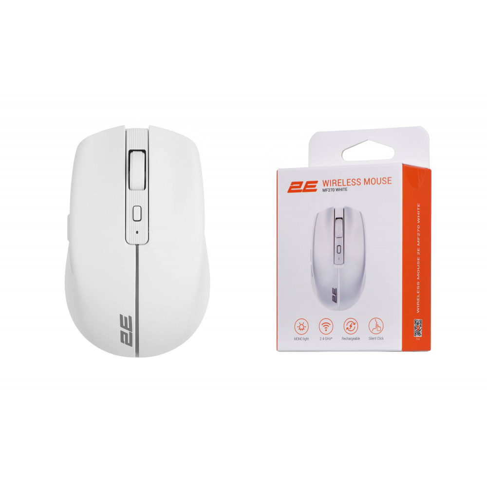 Миша 2E MF270 Rechargeable, White LED, WL, білий