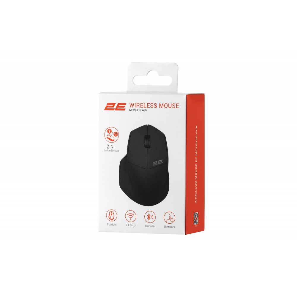 Миша 2E MF280 Silent, WL/BT, чорний