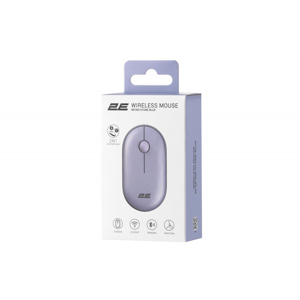 Миша 2E MF300 Silent, WL/BT, синій