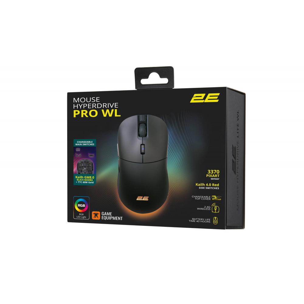 Миша 2E GAMING HyperDrive Pro WL, RGB, USB-A/WL, чорний