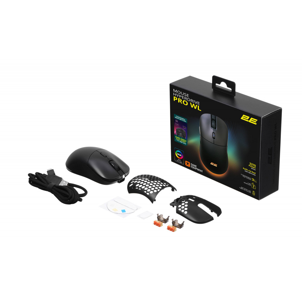 Миша 2E GAMING HyperDrive Pro WL, RGB, USB-A/WL, чорний