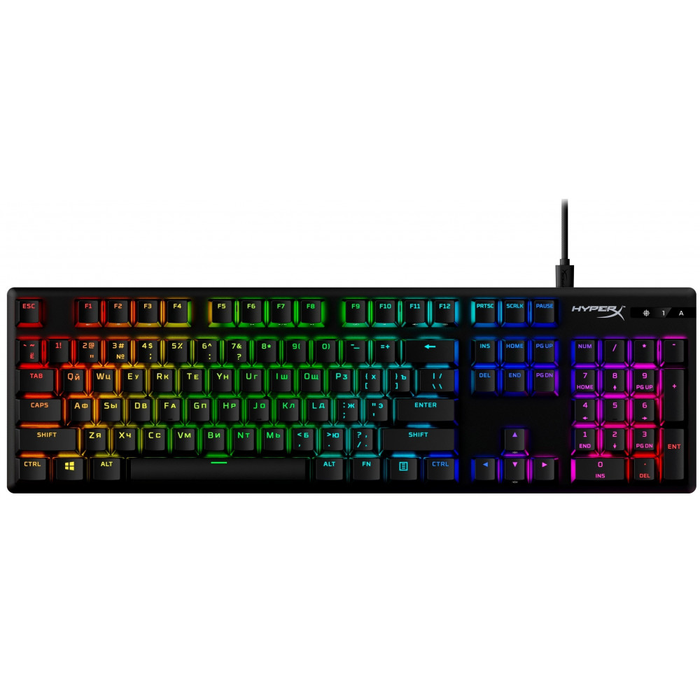 Клавіатура механічна HyperX Alloy Origins PBT 104key, Red, USB-A, EN/UA, RGB, чорний