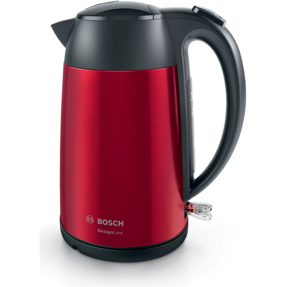 Електрочайник Bosch 1.7л, метал, червоно-чорний