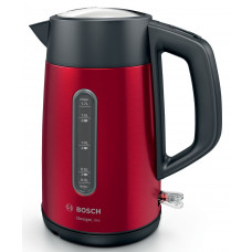 Електрочайник Bosch, 1.7л, метал, червоний з сірим