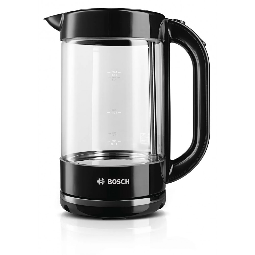 Електрочайник Bosch 1.7л, скло, чорний