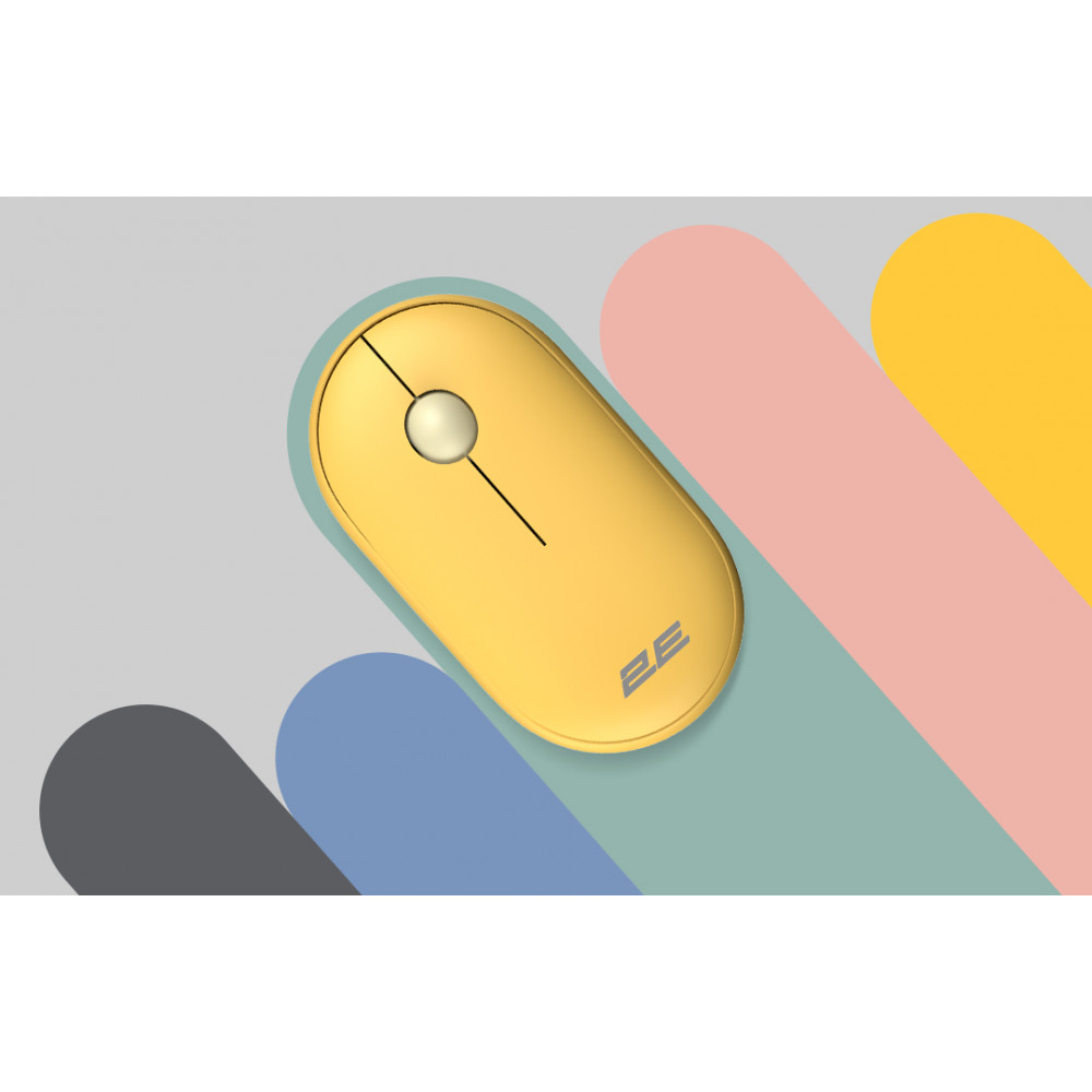Миша 2E MF300 Silent, WL/BT, жовтий