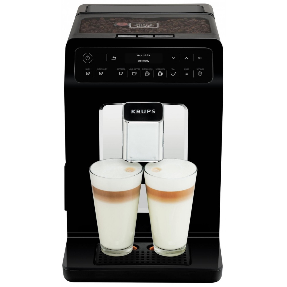 Кавомашина Krups Evidence 2.3л, зерно, автомат.капучинатор, дисплей, авторецептів - 15, сенсор.керування, чорний