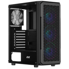 Корпус 2E GAMING Hexagon G338 без БЖ 2xUSB3.0, 1xUSBType-C, 3x120мм ARGB, 1x120мм, VGA 330мм, LCS ready, HUB, TG Side Panel, ATX, чорний