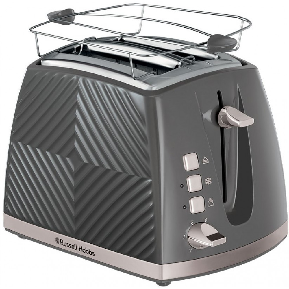 Тостер Russell Hobbs GrooWe 2 Slice 850Вт, підігрів, розморожування, пластик, сірий