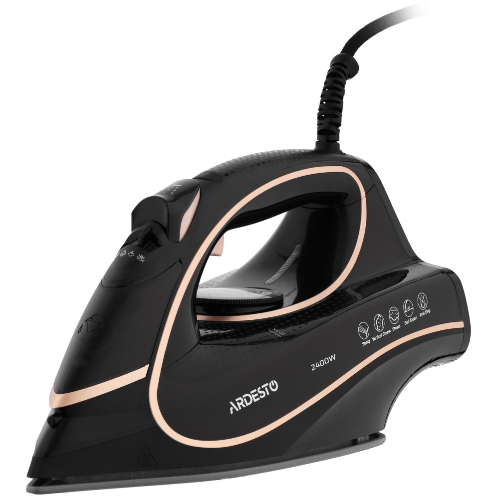 Праска Ardesto IR-B2235, 2400Вт, 450мл, паровий удар-120гр, керам. підошва, чорно-золотий