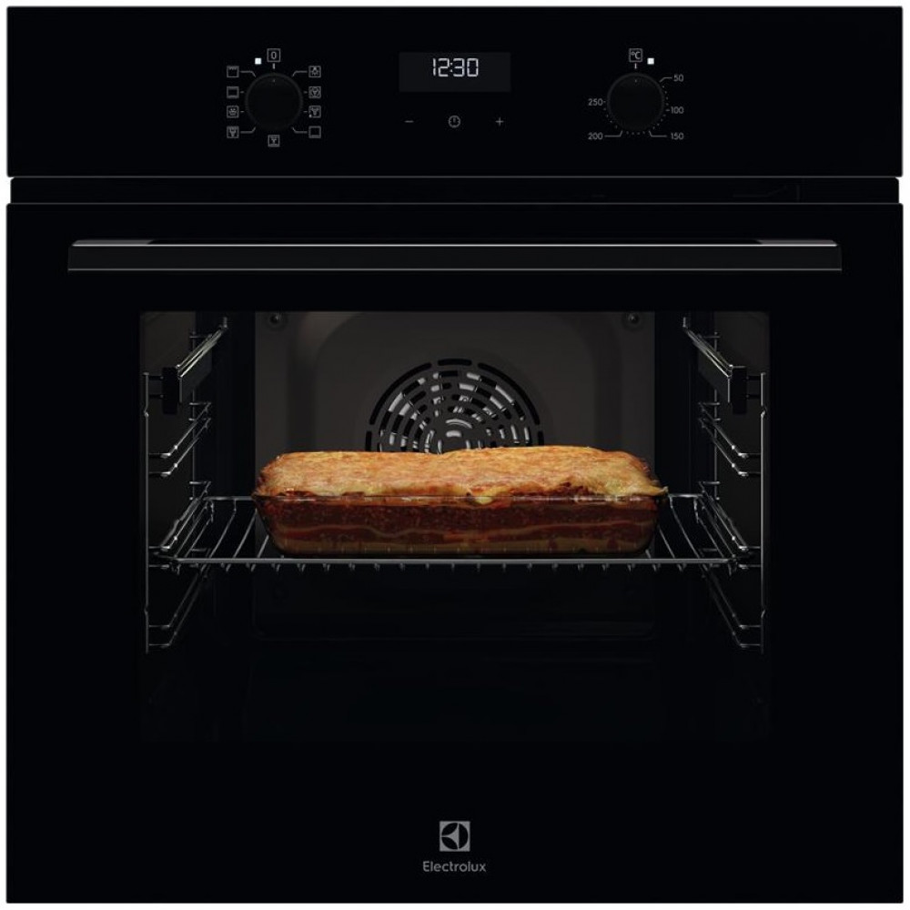 Духова шафа Electrolux електрична, 65л, A, дисплей, конвекція, телескопічні напрямні, чорний