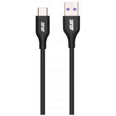 Кабель USB-A > USB-C заряджання/синхронізації 2E 1м, Type-C, Glow, чорний