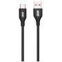 Кабель USB-A > USB-C заряджання/синхронізації 2E 1м, Type-C, Glow, чорний