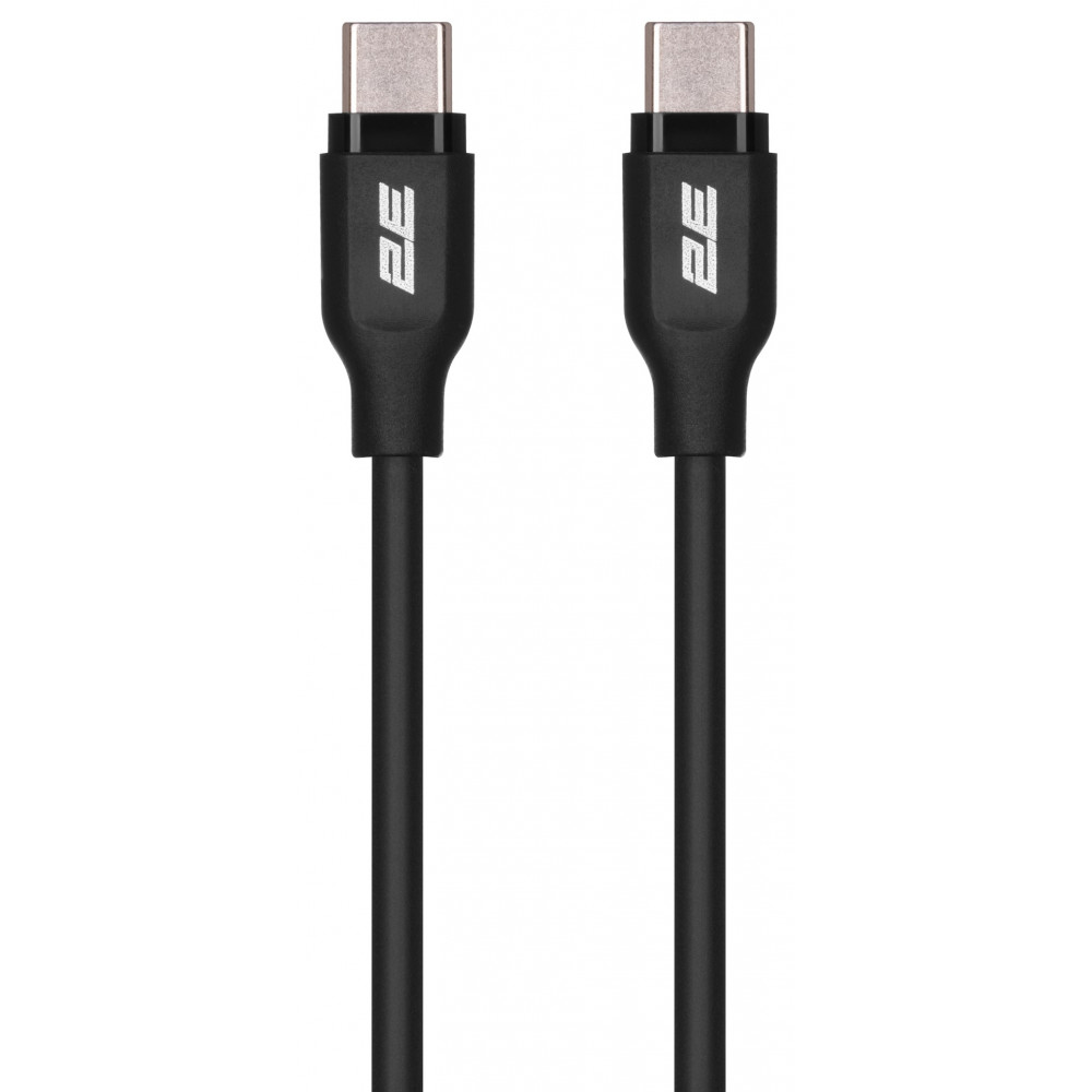 Кабель USB-C > USB-C заряджання/синхронізації 2E 1м, 60Вт Type-C, Glow, чорний