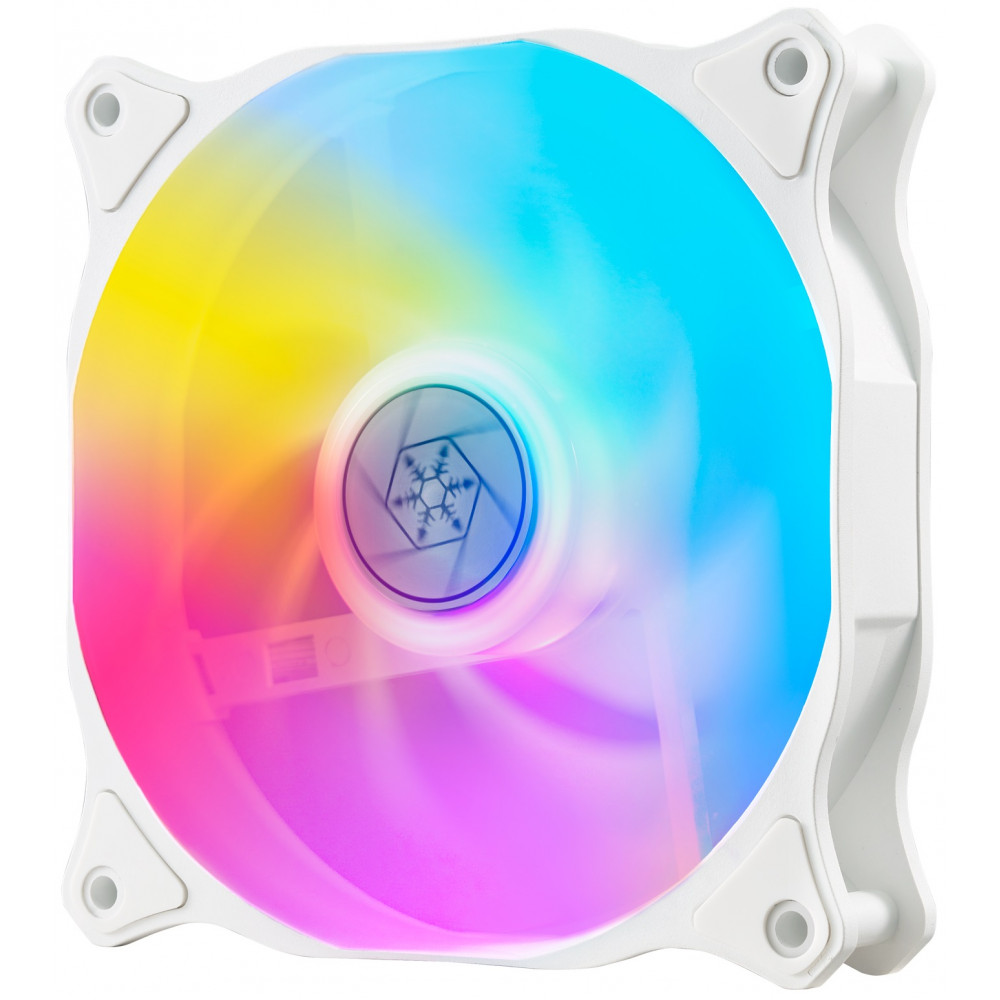 Корпусний вентилятор SilverStone Air Blazer 120RW-ARGB, 120мм, 600-2200rpm, 4pin PWM, 3pin +5VARGB, 7.4-35.6dBa, білий