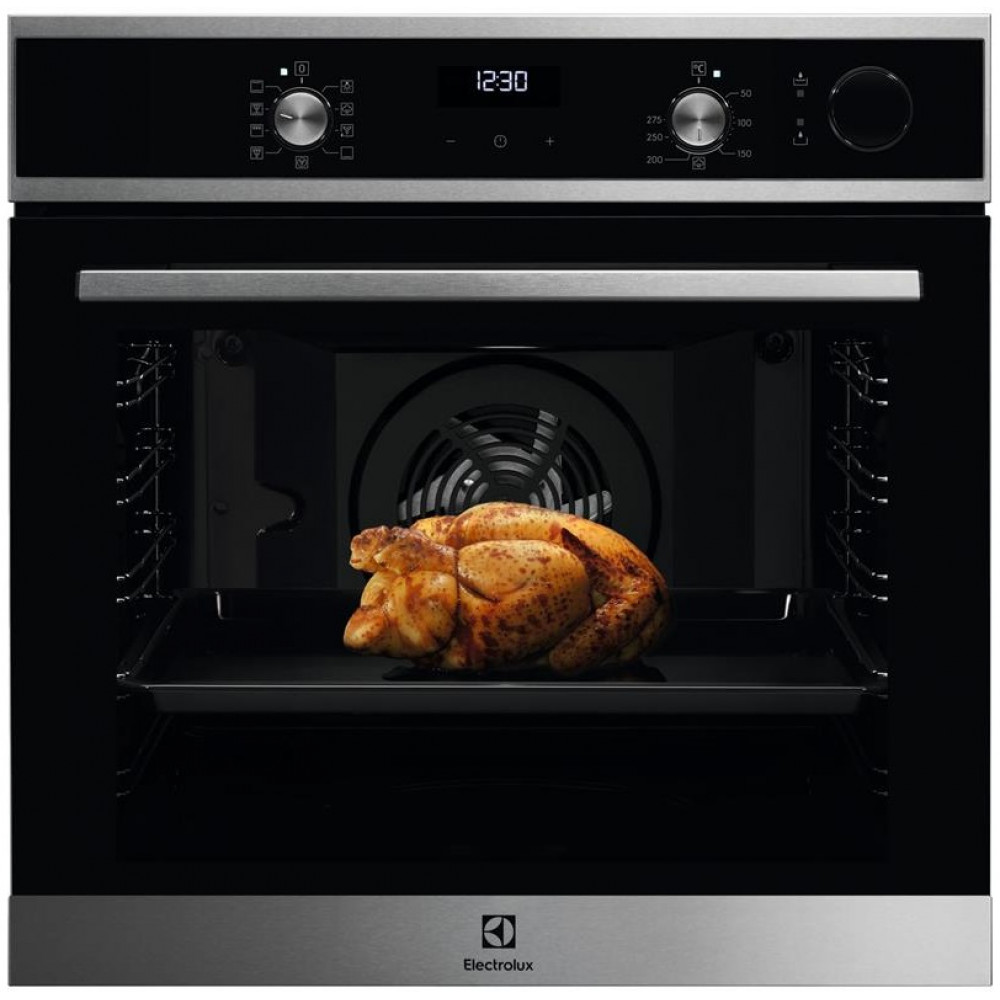Духова шафа Electrolux електрична, 72л, А, пара, дисплей, конвекція, телескопічні напрямні, ф-ція пароварки, чорний