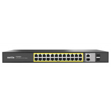 Комутатор Netis P124GH 24xFE PoE, 4xGE (2xUplink, 2xSFP), 360Вт, Некерований