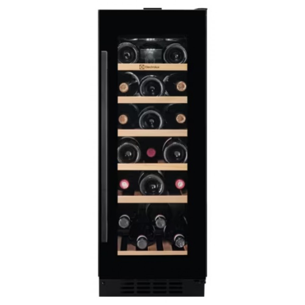 Холодильник Electrolux вбудований для вина, 82x30х57, полок - 6, зон - 1, бут-20, ST, чорний
