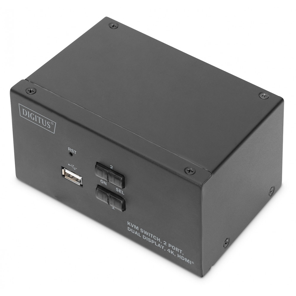 Комутатор DIGITUS Desktop HDMA KVM, 2 Port, Dual Display, 4K