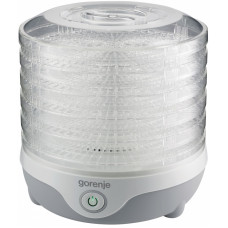 Сушарка для продуктів Gorenje 240Вт, піддонів - 5x1.5см, діаметр - 28см, макс - 70°С, сітка для ягід, пластик, білий Сушарка для продуктів Gorenje 240Вт, піддонів - 5x1.5см, діаметр - 28см, макс - 70°С, сітка для ягід, пластик, білий