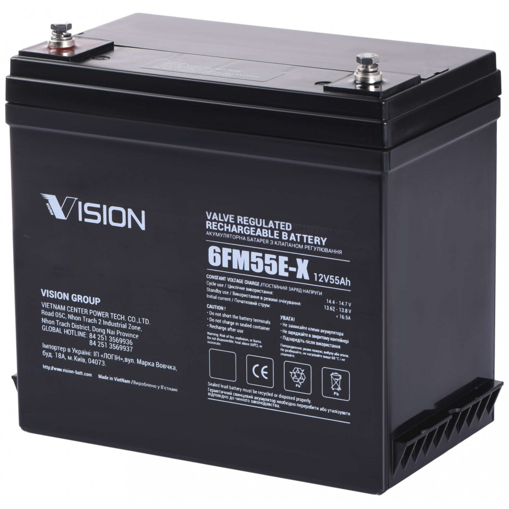Акумуляторна батарея Vision FM, 12В, 55А•год, AGM