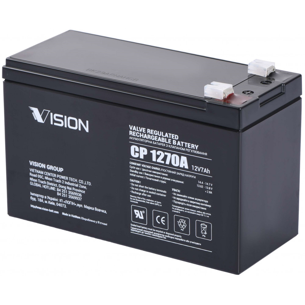 Акумуляторна батарея Vision CP, 12В, 7.0А•год, AGM