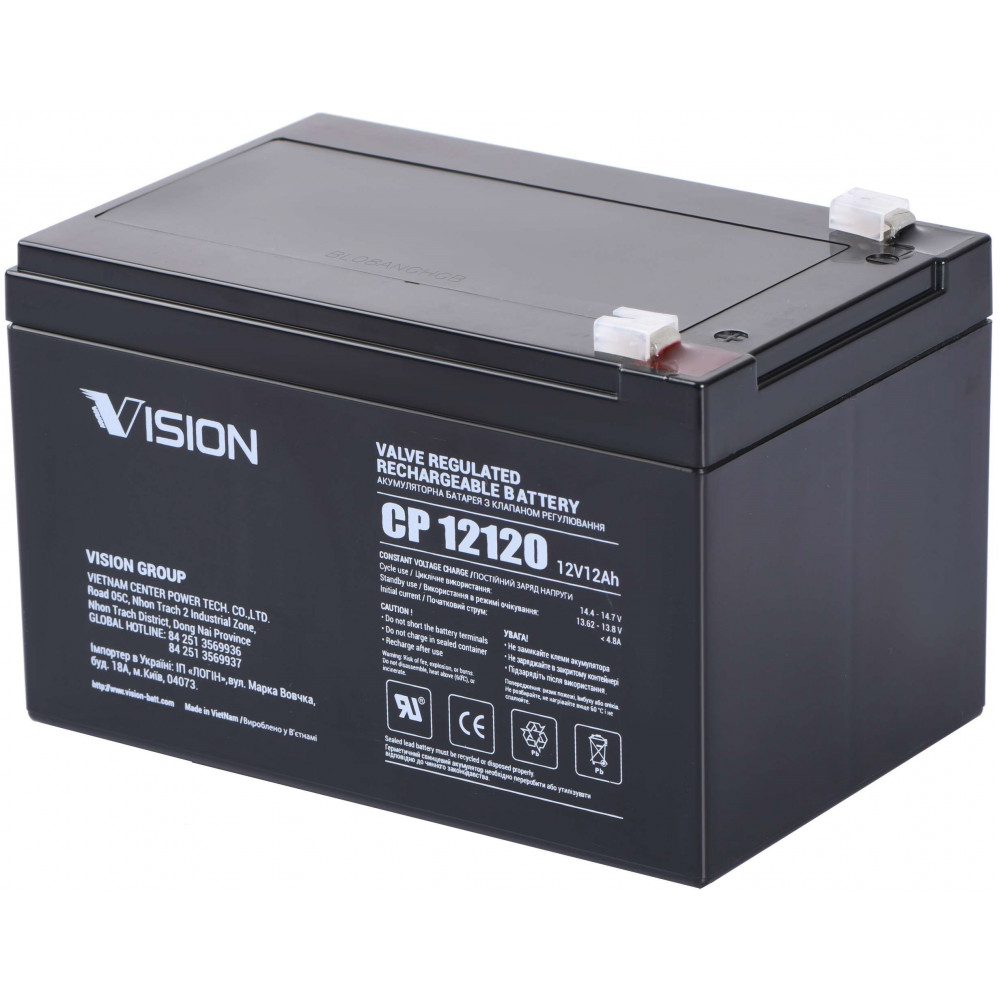 Акумуляторна батарея Vision CP, 12В, 12А•год, AGM