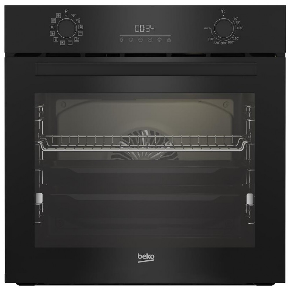 Духова шафа Beko електрична, 72л, A, дисплей, конвекція, телескопічні направляючі, чорний