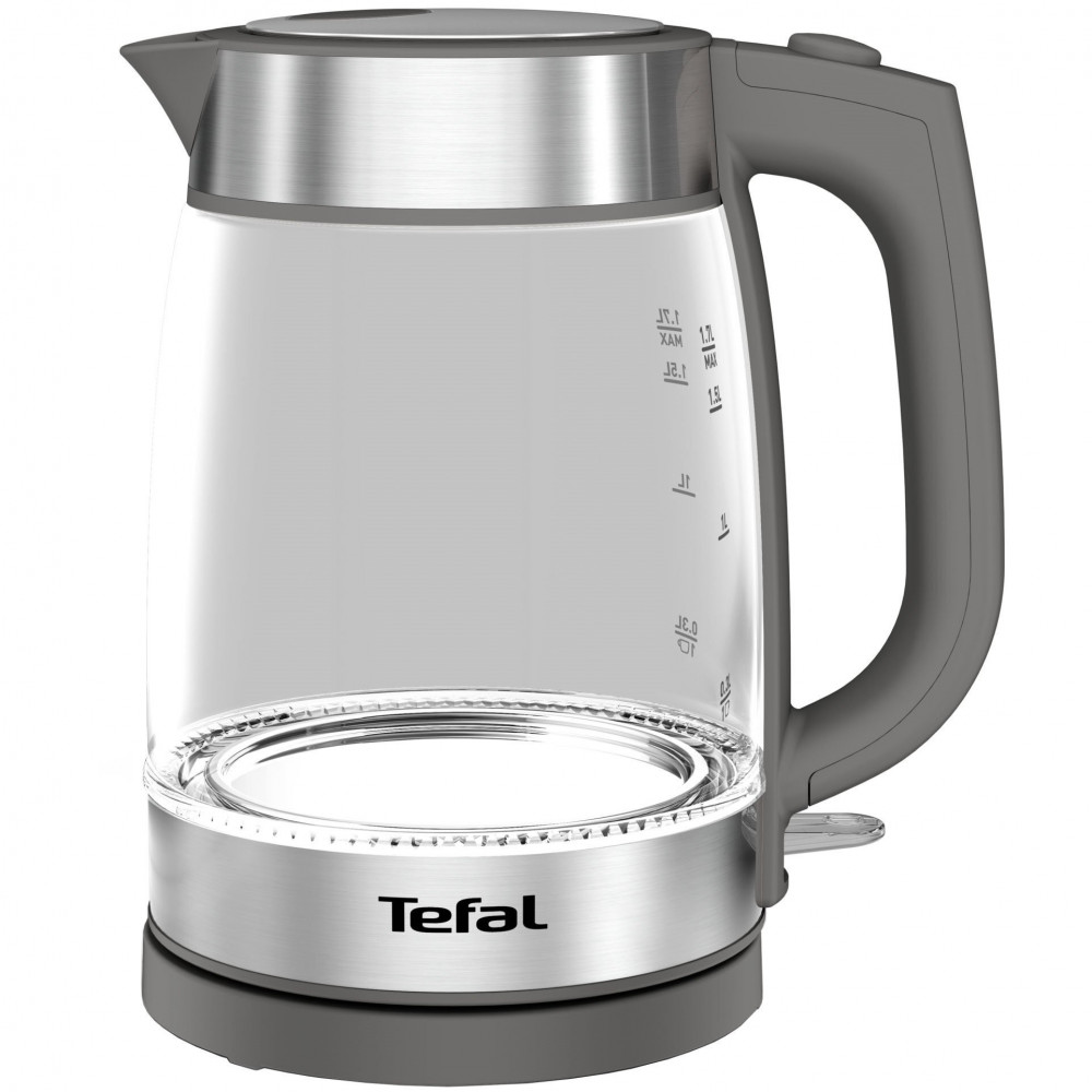 Електрочайник Tefal Glass Kettle 1.7л, скло, сріблясто-сірий