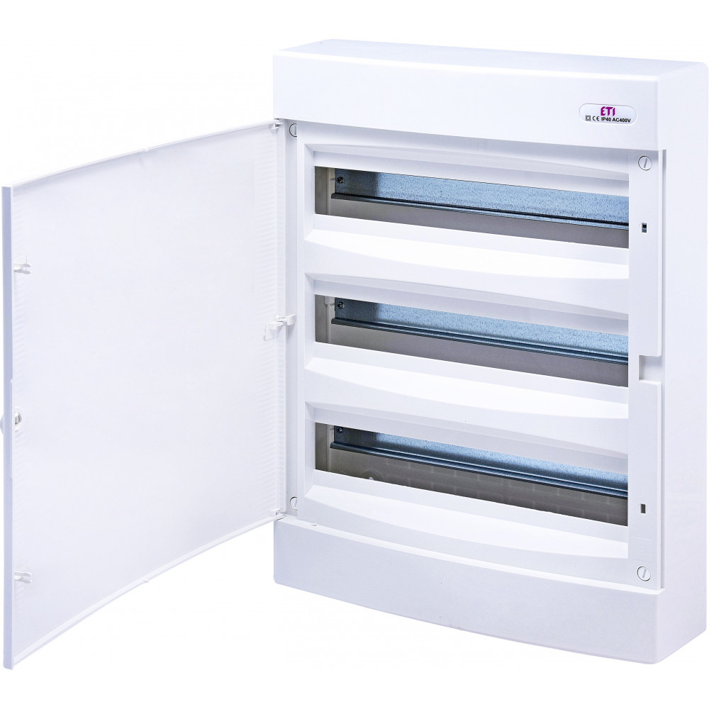 Щит зовнішній розподільчий ETI, ECT 3x18PO (54 модулі, білі дверцята)