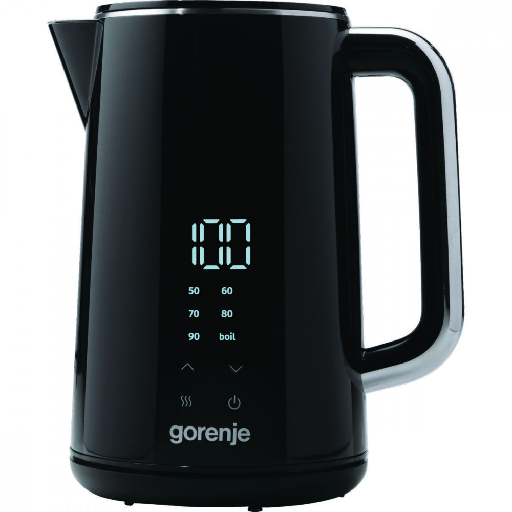 Електрочайник Gorenje 1.7л, подвійні стінки, LED дисплей, Strix контроль, чорний