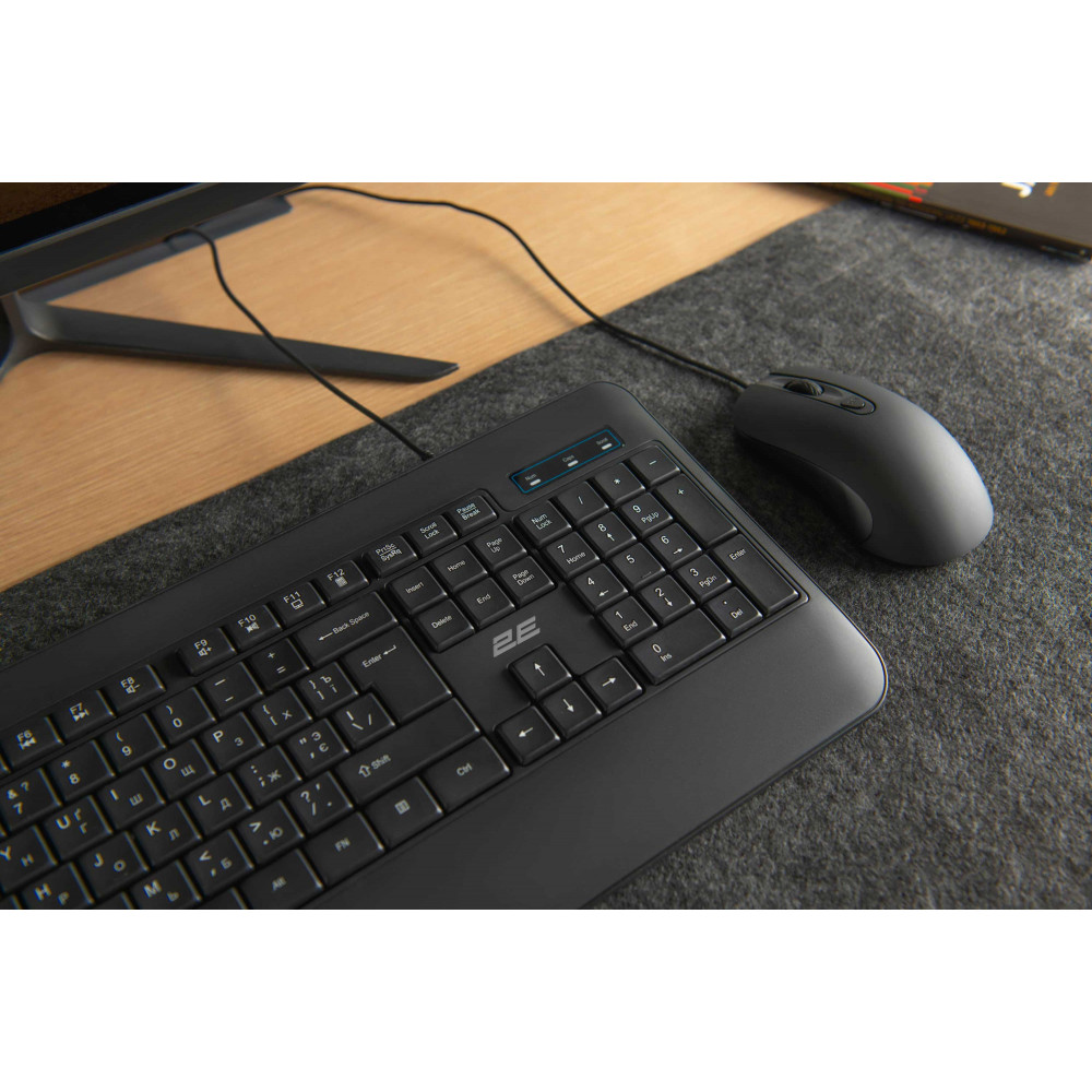 Клавіатура мембранна 2E KS109 104key, USB-A, EN/UK/RU, чорний