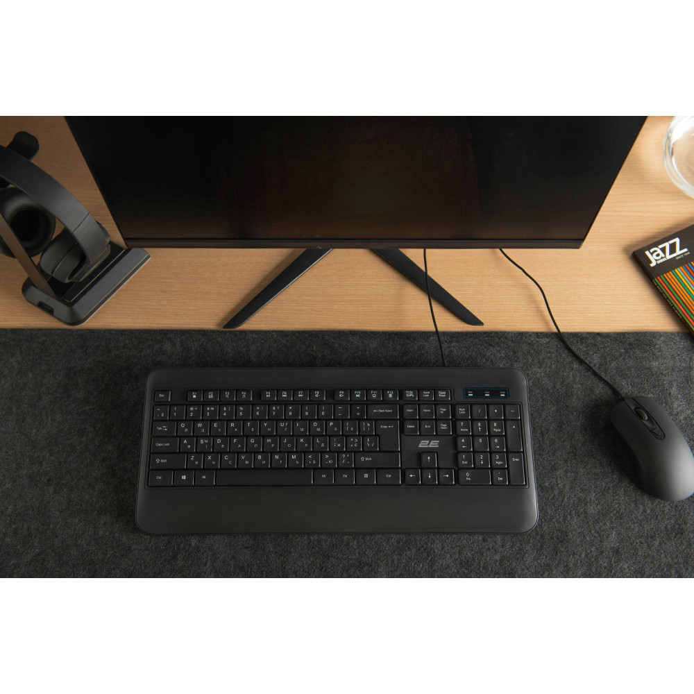 Клавіатура мембранна 2E KS109 104key, USB-A, EN/UK/RU, чорний