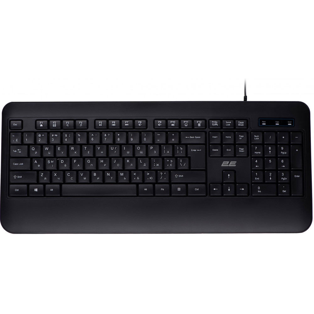Клавіатура мембранна 2E KS109 104key, USB-A, EN/UK/RU, чорний