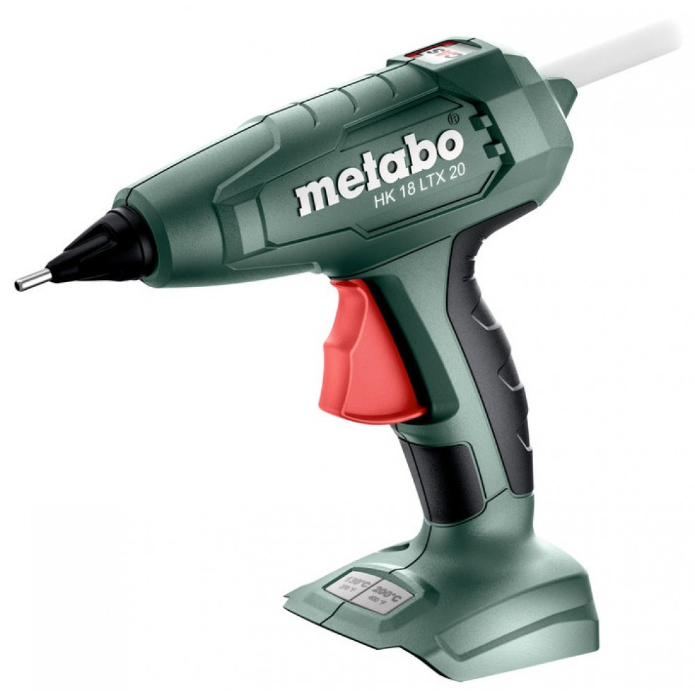 Пістолет клейовий Metabo HK 18 LTX 20 18В стрижні 11мм 200/130 градусів 0.4кг без АКБ та ЗП подача 20г/хв