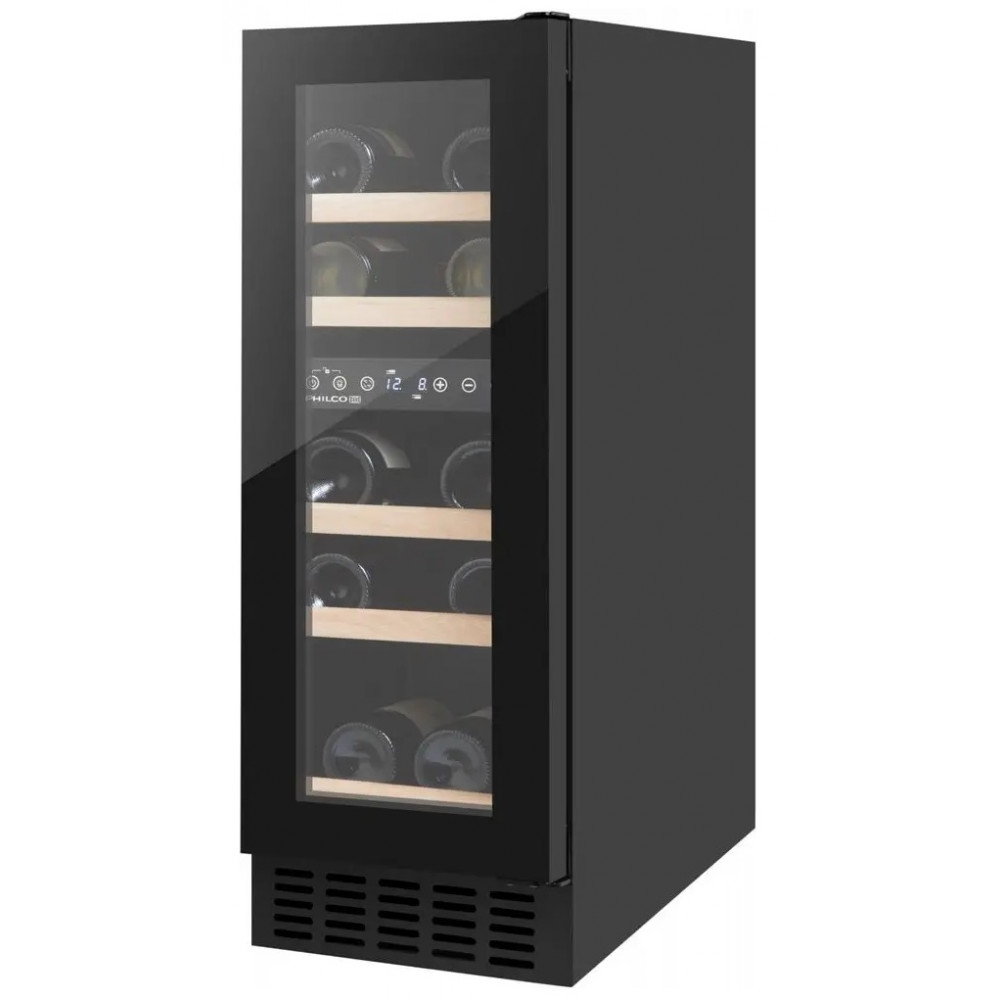 Холодильник Philco для вина, 85х29.5х57, холод.відд.-47л, зон - 2, бут-17, диспл, підсвітка, чорний