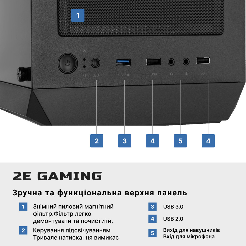 Комп’ютер персональний 2E Complex Gaming AMD R5-5600, 16Gb, F500GB, NVD3050-8, B550, G338, 550W, FreeDos