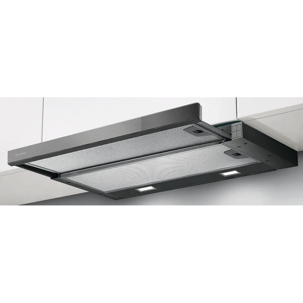 Витяжка Faber телескоп, 60см, 701м.куб/год, Flexa Ng Glass Lux Bk A60, чорний