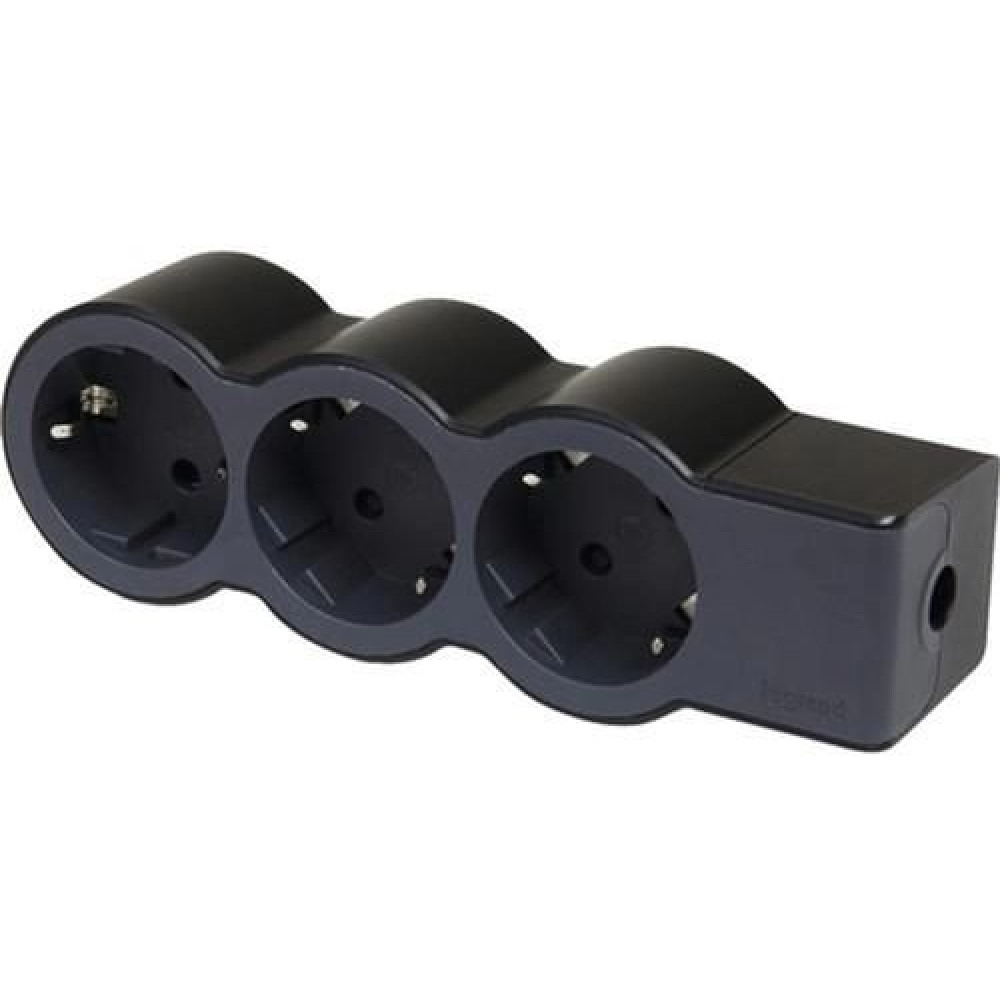 Подовжувач Legrand стандарт, 3хSchuko, 16А, без кабелю, чорний