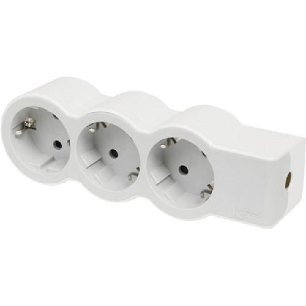 Подовжувач Legrand стандарт, 3хSchuko, 16А, без кабелю, білий/сірий