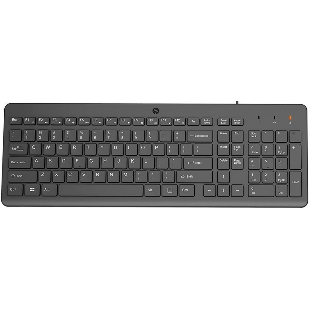 Клавіатура мембранна HP 150, 104key, USB-A, EN/RU, чорний