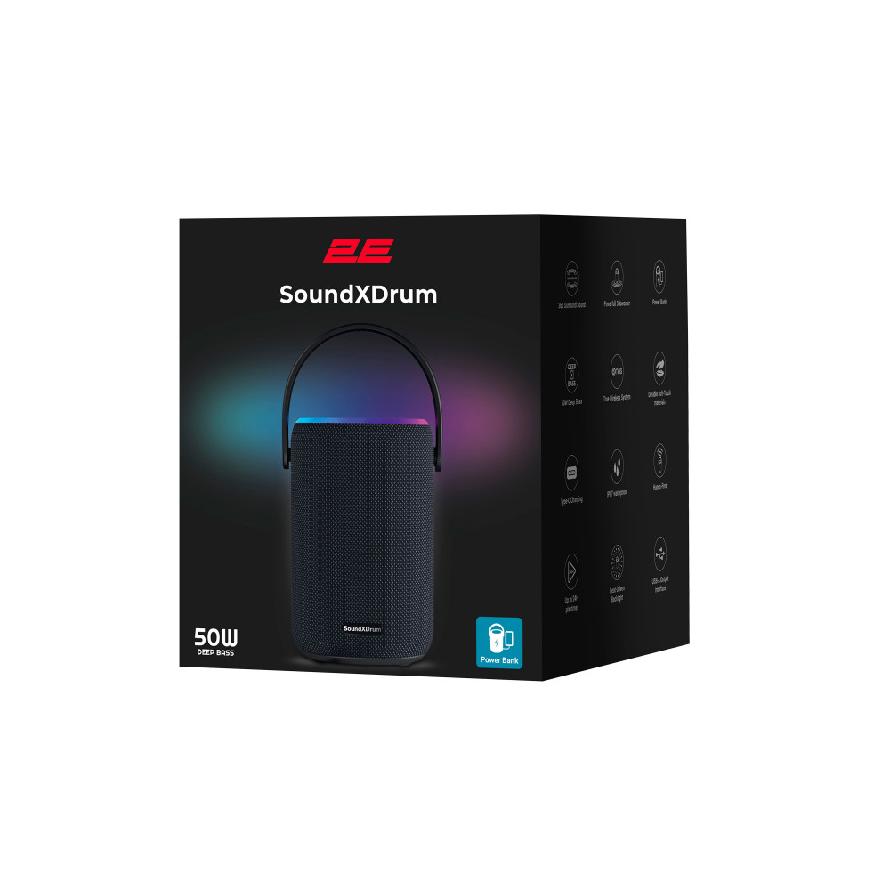 Акустична система 2E SoundXDrum TWS, Wireless, Waterproof Black